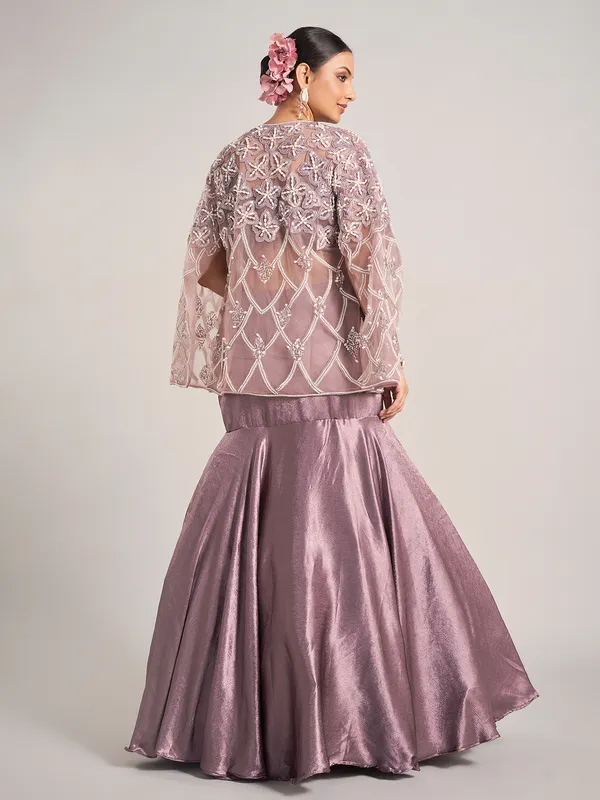 Dark purple embellished jacket indowestern