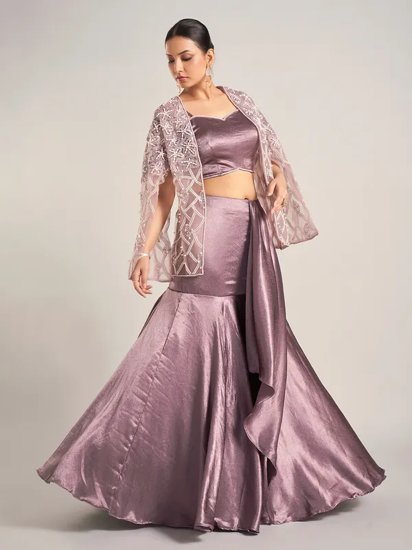 Dark purple embellished jacket indowestern