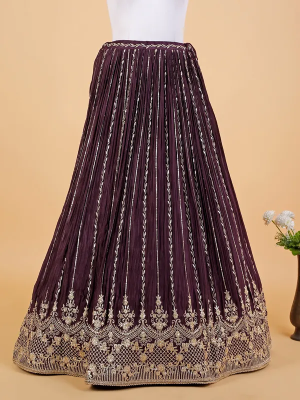 Dark purple georgette jacket style lehenga choli
