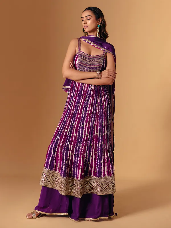 Dark purple palazzo suit wirh beautiful dupatta