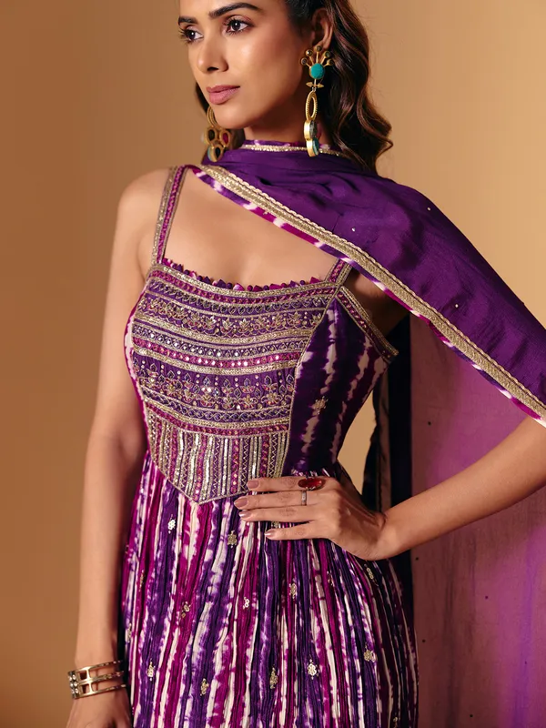Dark purple palazzo suit wirh beautiful dupatta