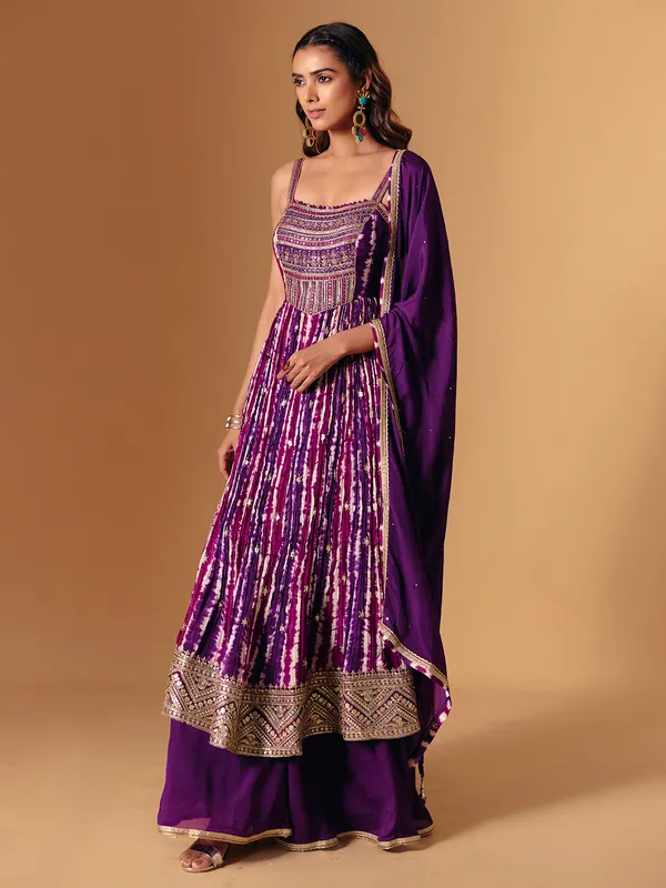 Dark purple palazzo suit wirh beautiful dupatta