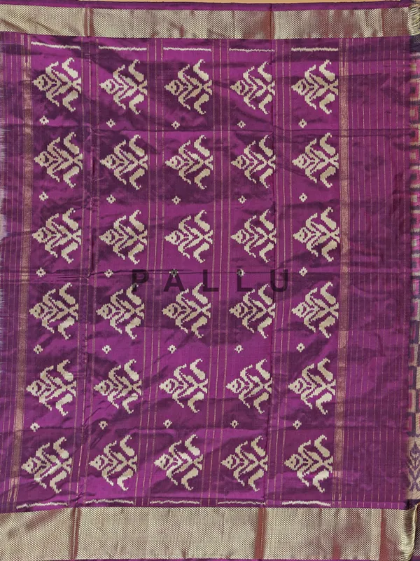Dark purple printed silk saree for festival