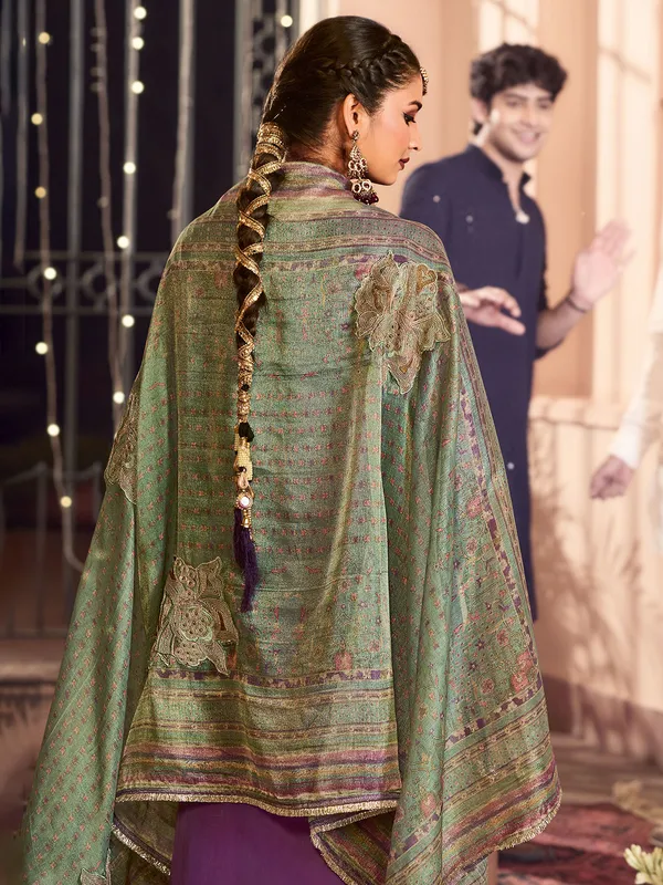 Dark Purple silk salwar suit for women