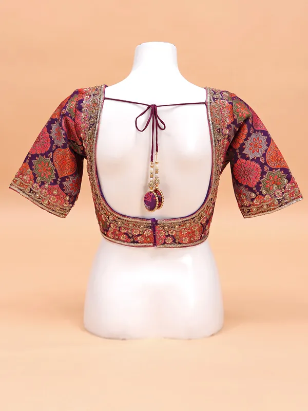 Dark purple silk sweetheart neck blouse