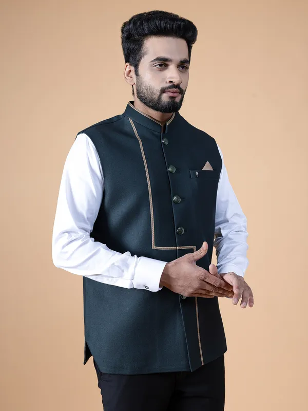 Dashing black terry rayon waistcoat