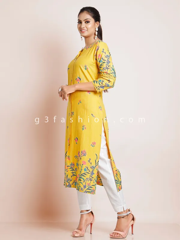 Dashing cotton mustard yellow casual wear kurti