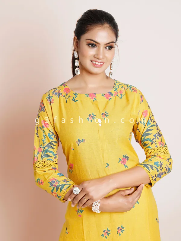 Dashing cotton mustard yellow casual wear kurti