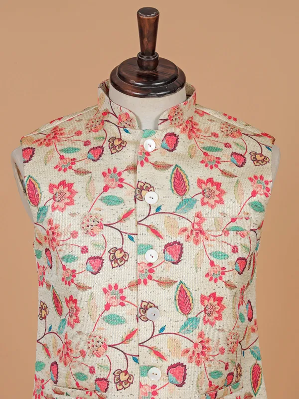 Dashing cotton silk cream waistcoat