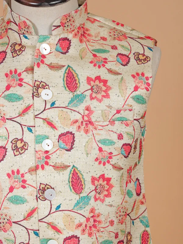 Dashing cotton silk cream waistcoat