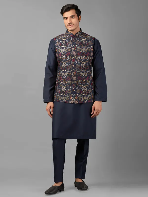 Dashing navy silk waistcoat set