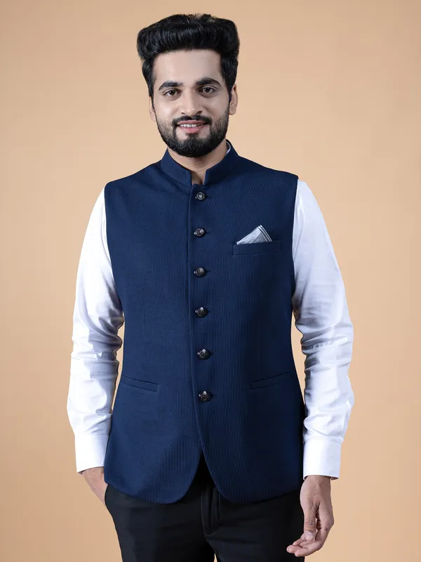 Dashing navy terry rayon waistcoat
