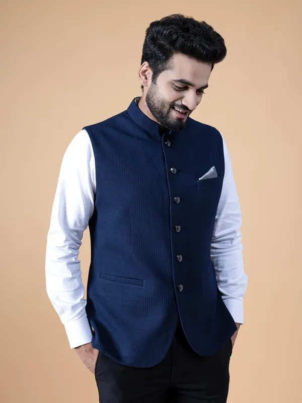 Dashing navy terry rayon waistcoat