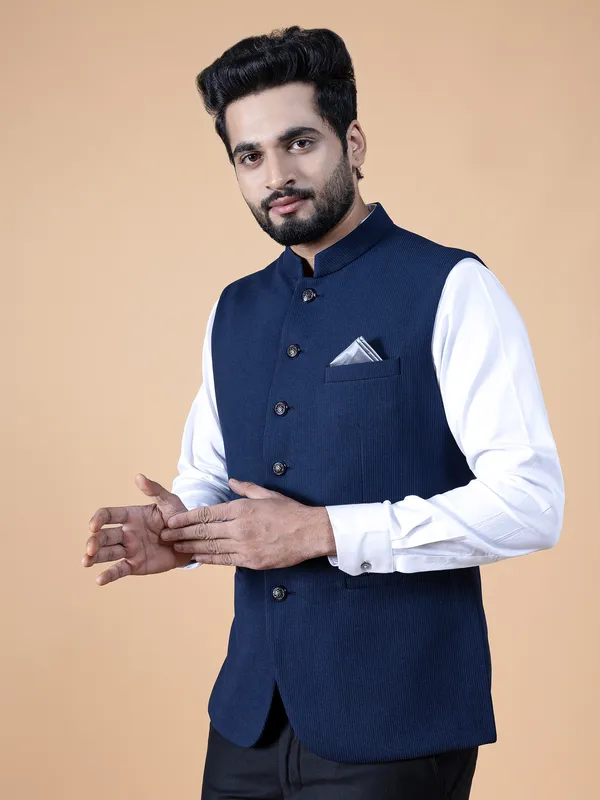 Dashing navy terry rayon waistcoat
