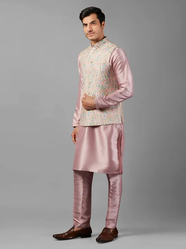 Dashing pink silk waistcoat set