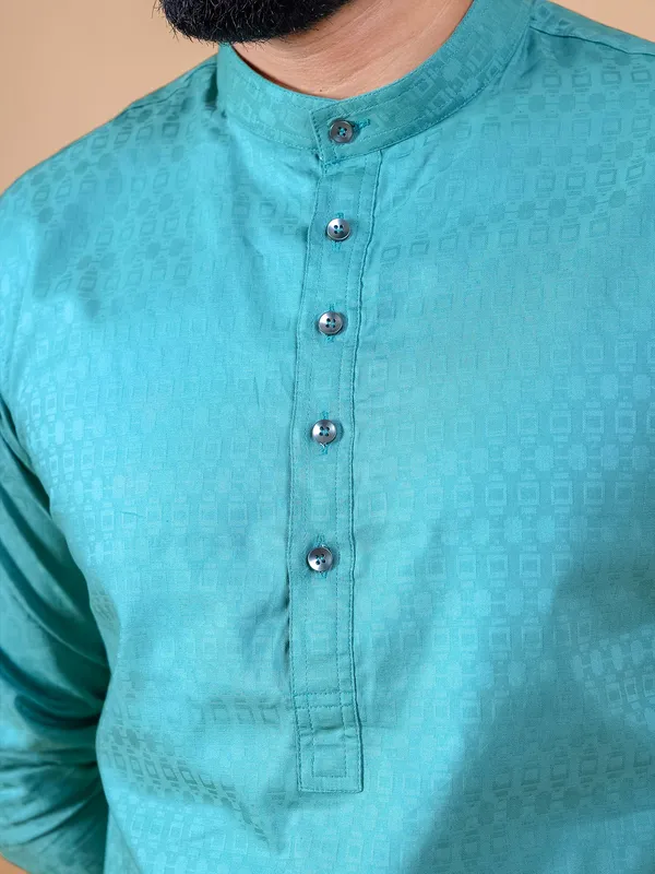Dashing sea green silk  Men Kurta pajama