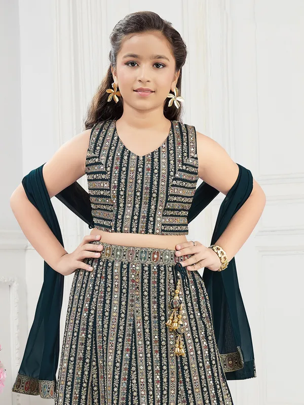 Dazzling black georgette lahenga choli