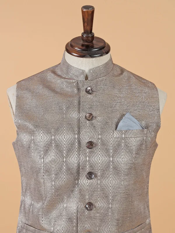 Dazzling brown texture silk waistcoat