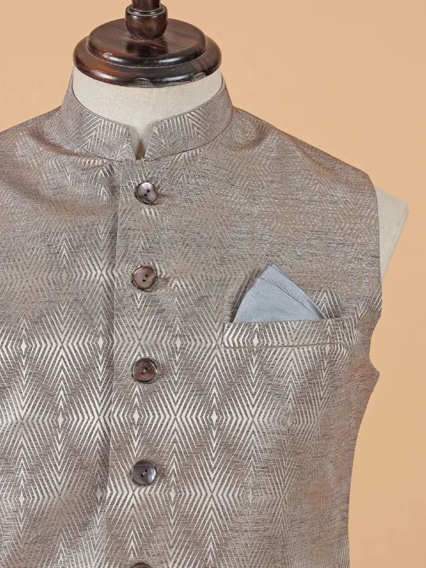 Dazzling brown texture silk waistcoat