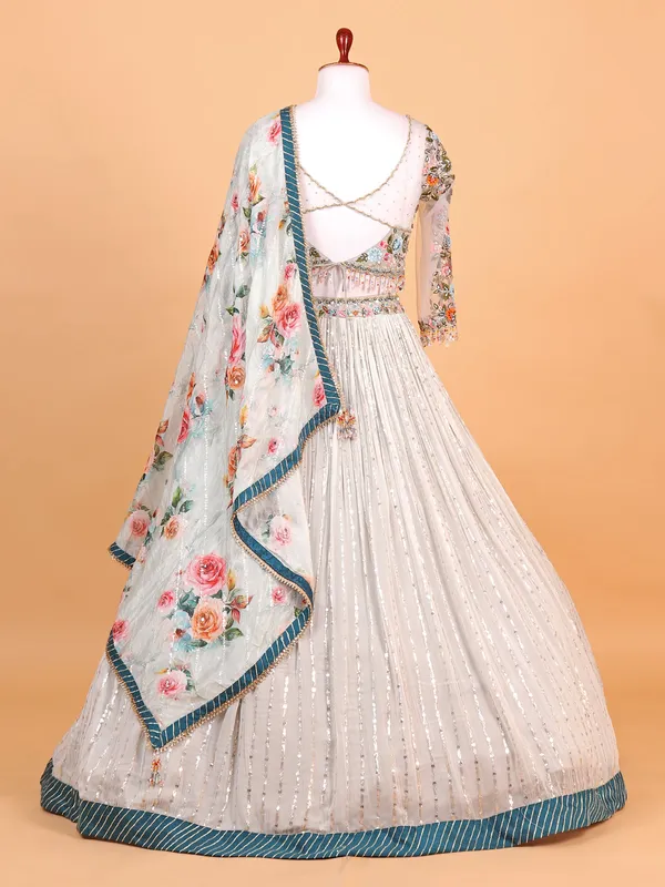 Dazzling georgette grey lehenga choli