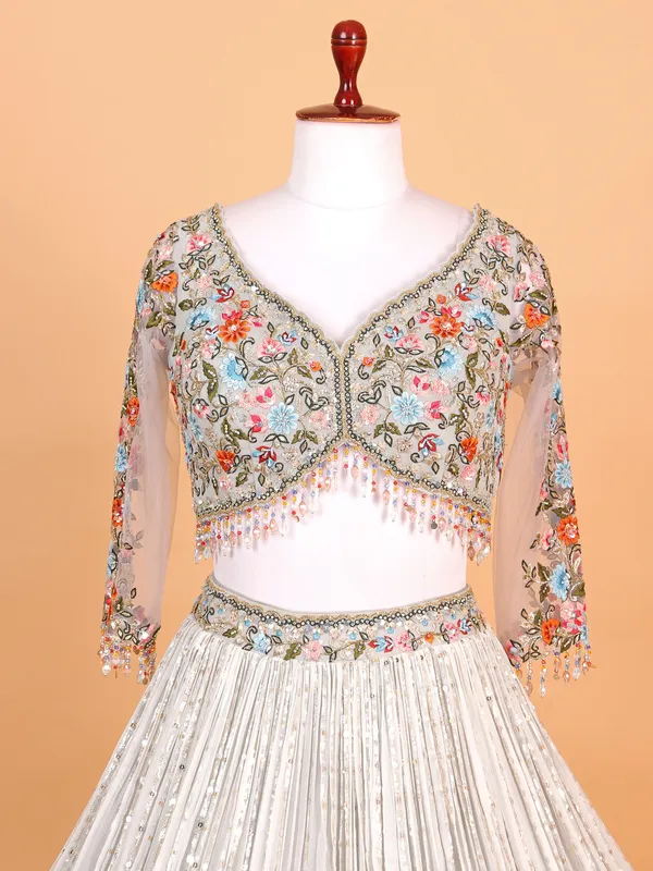 Dazzling georgette grey lehenga choli