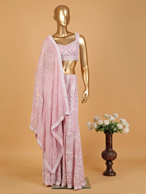 Dazzling pink georgette palazzo set