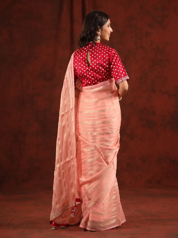 Dazzling pink organza saree