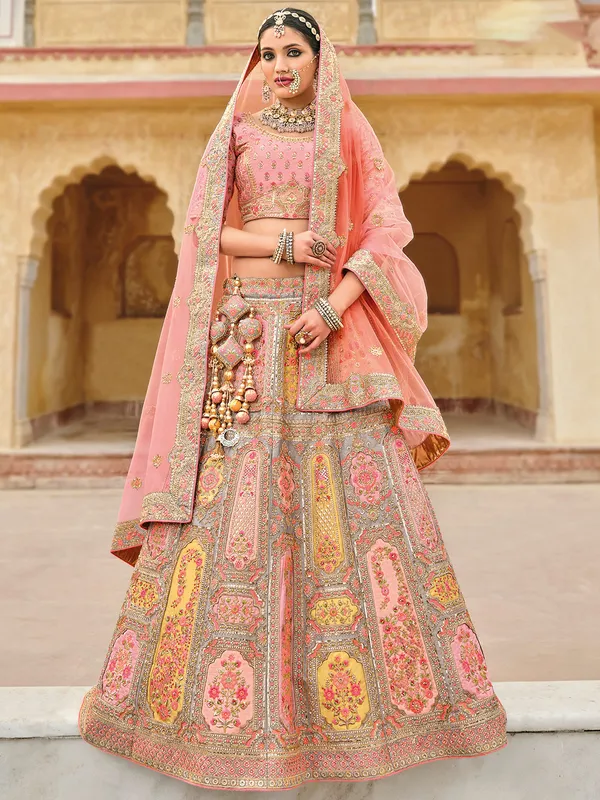 Dazzling pink silk lehenga choli