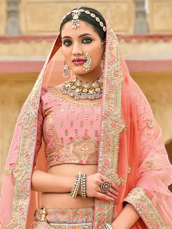 Dazzling pink silk lehenga choli