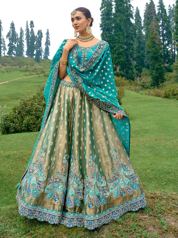 Dazzling rama blue unstitched lehenga choli