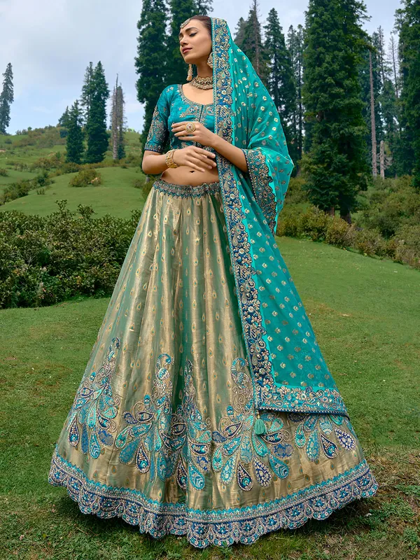 Dazzling rama blue unstitched lehenga choli