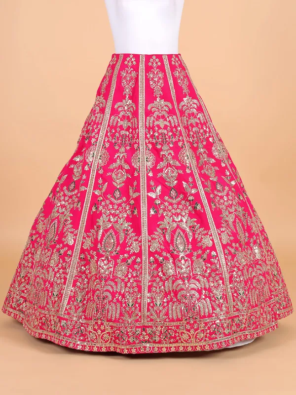 Dazzling rani color silk lehenga choli