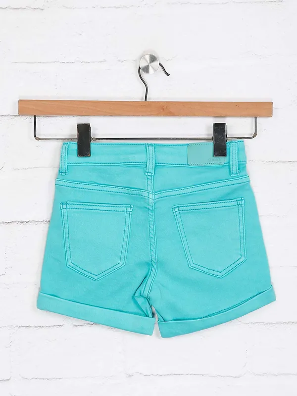 Deal aqua solid denim shorts