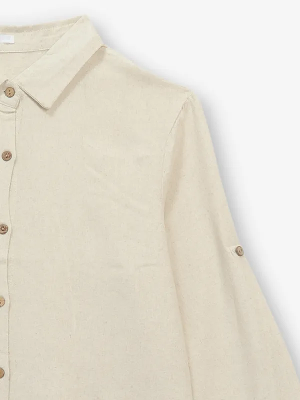 DEAL beige plain cotton shirt