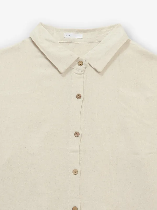 DEAL beige plain cotton shirt