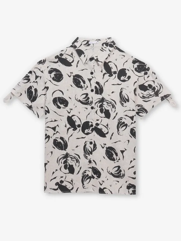 DEAL beige printed cotton shirt
