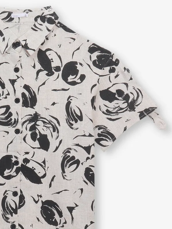 DEAL beige printed cotton shirt