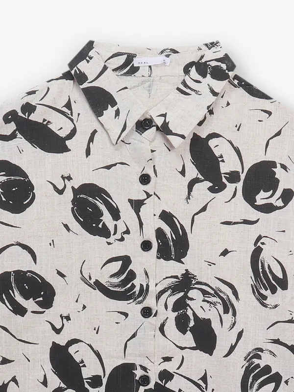 DEAL beige printed cotton shirt