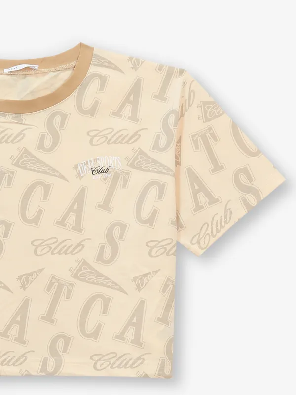 DEAL beige printed crop t-shirt