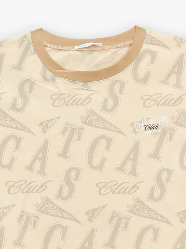 DEAL beige printed crop t-shirt
