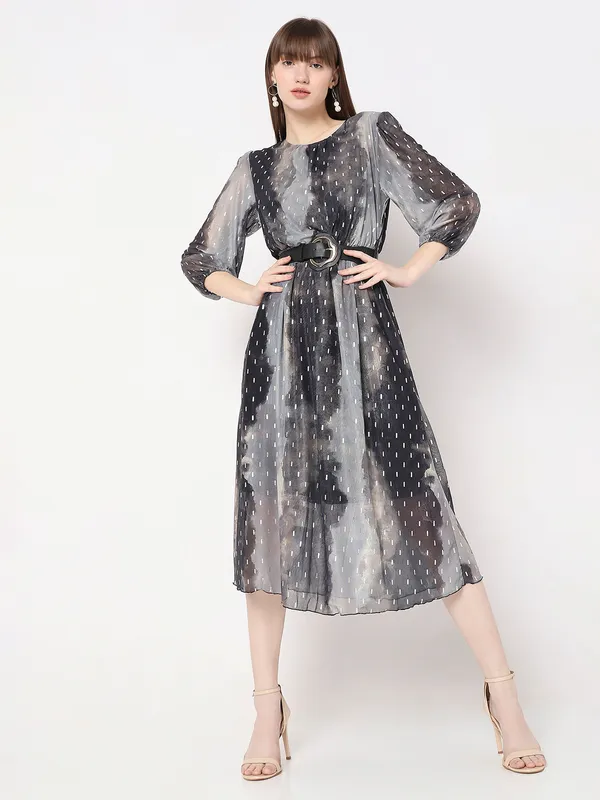 Deal black and grey lycra printed dress