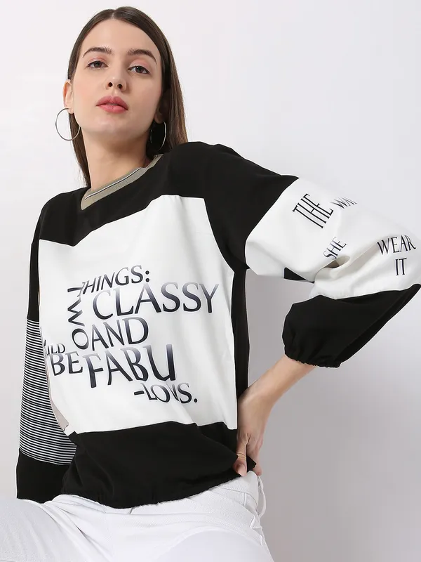 Deal black and white lycra printed top