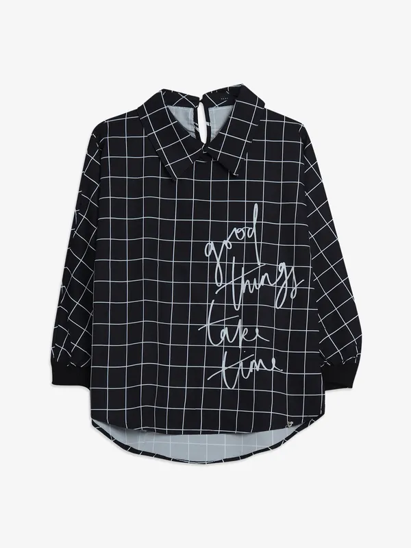 Deal black checks cotton top