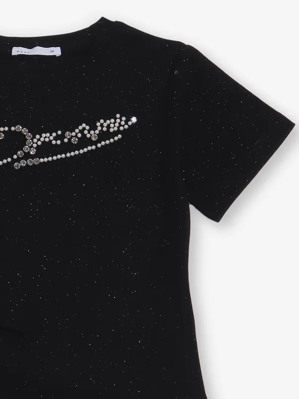 DEAL black cotton crop top for girls