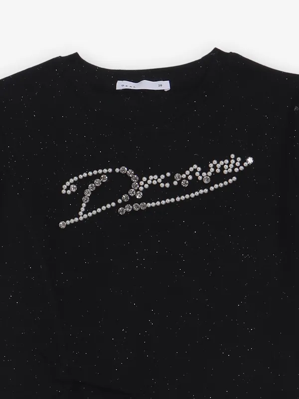 DEAL black cotton crop top for girls