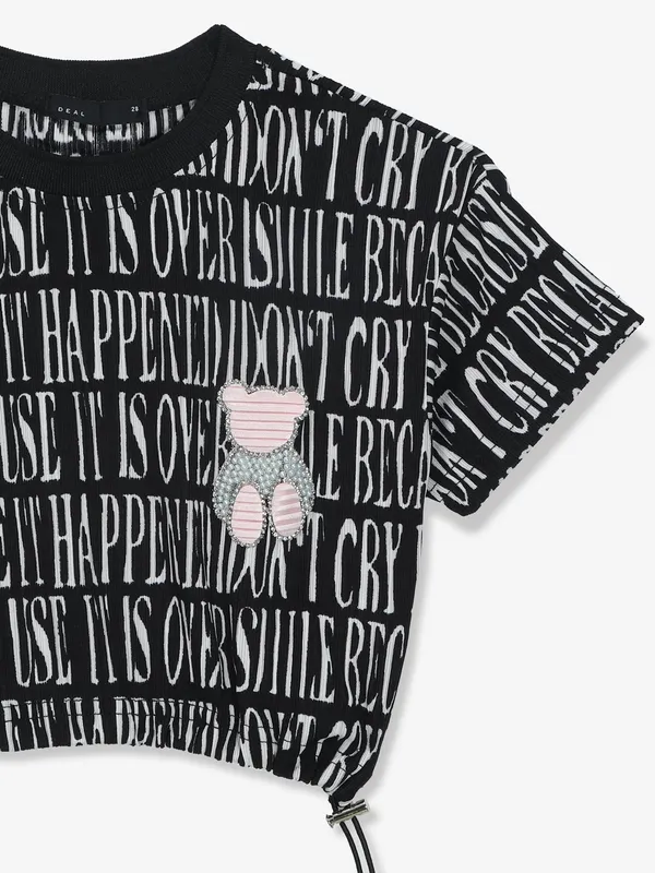 DEAL black cotton printed crop top