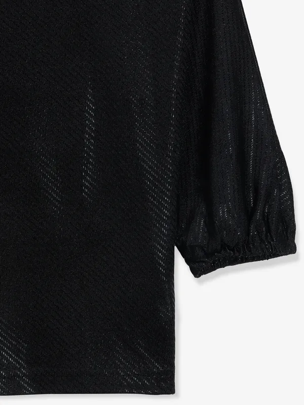DEAL black cotton silk crop shirt