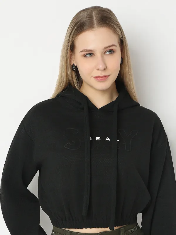 DEAL black crop top style hoodie for women