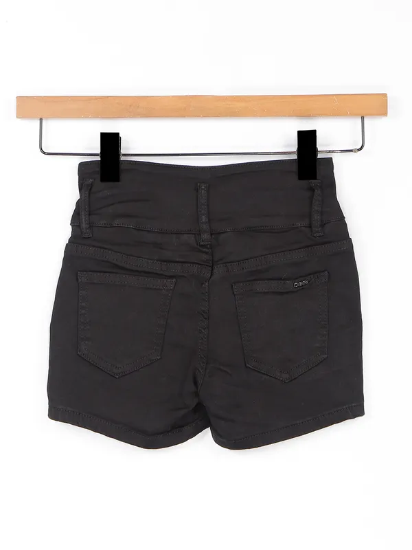 Deal black denim solid casual girls shorts