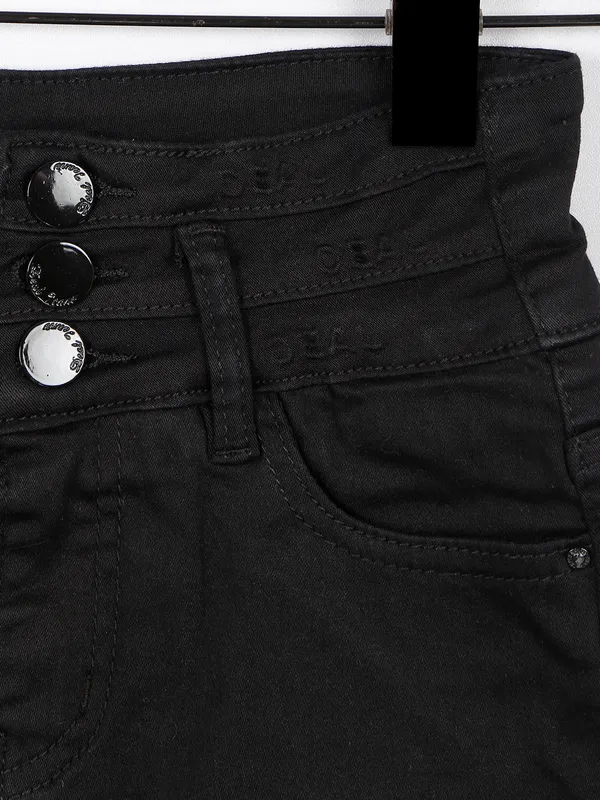 Deal black denim solid casual girls shorts